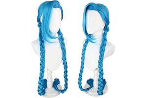 Liamiona LOL Anime Jinx Cosplay Peruka niebieska peruka z podwójnymi plecionkami