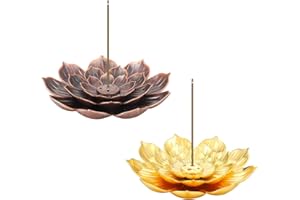 AUXSOUL 2 Stücke Räucherstäbchenhalter Lotus Ash Catcher Kupfer Weihrauchbehälter Set, Räucherstäbchenhalter in Lotus-Form, Lotus Censer Stick Incense Holder for Stick Incense