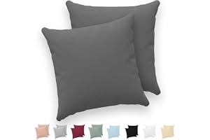 Twinzen® Örngott 40x40 cm (Set om 2) - 100% bomullsjersey 150 GSM - Antracit - Örngott 40x40 cm - Kuddfodral med dragkedja