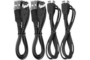 GATSUZG 2 Pcs USB Charger Cable for Gameboy Advance SP (for GBA SP) / for Nintendo DS Original (NDS), 1.2m/3.9FT Black PVC Power Charging Cord, with 2 Pcs for GBA SP Link Cable