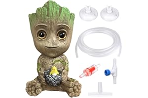SLOCME Decoración de piedra burbujeadora de aire para acuario Groot, con tubo estándar y juego de piedra de aire para tanque de peces