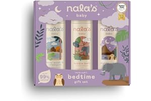 Nala's Baby Bedtime Gift Set | Body Wash & Shampoo, Nighttime Oil, Bubble Bath |Award-Winning | Dermatologist and Paediatrician-Approved | Vegan | Nalas Baby