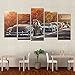 Produktbild Moderne Home Wand Kunst Dekor Frame Bilder HD Druckt 5 Stück Volkswagen Beetle Auto Gemälde auf Leinwand Retro Sonnenuntergang Poster, 40 x 80 cmx 4 40 x 100 cm 1, Rahmen
