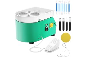 S SMAUTOP 25cm Electric Pottery Wheel, 350W Pottery Kit with Adjustable Speed Pedal and Handle for Adults and Child DIY Clay Art（Green）