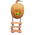 LIVEONCE Bird Round Nest in Coir Steps Nest for Cage All Birds Love Birds,Budgies,Finches and Decoration -Color -Brown