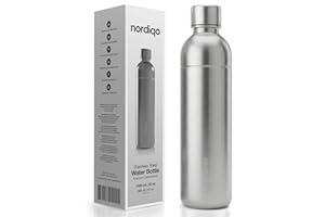 Nordiqo Bouteille Premium en Acier Inoxydable 1L / 1000 ml | Compatible avec Aarke Carbonator 3, Sodastream (sauf Crystal + Jet) et bien d'autres | Lave-Vaisselle et Sans Date d'Expiration