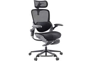 MUSSO E80 ergonomiczne krzesło biurowe dla kobiet (mała rama) z podparciem lędźwiowym 3D, zagłówek i podnóżek 4D, oszczędność miejsca, rozkładane podłokietniki 90°, oparcie 135° i poduszka do