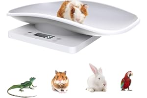 WINMANY Bilancia digitale multifunzione per animali domestici, grande display LCD, peso 10 kg di capacità per animali domestici con comoda piattaforma curva per cani di piccola taglia gatto animali