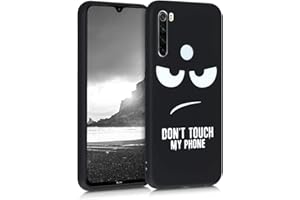 kwmobile Carcasa Compatible con Xiaomi Redmi Note 8T - Funda móvil TPU - Don't Touch my Phone Blanco/Negro