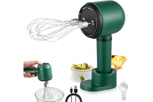 LULUWA Batteur Électrique en Acier inoxydable - Mini Batteur à œufs - 3 Vitesses Réglables - Avec 2 Fouets Amovibles pour la Cuisson, la Crème et la Confiture