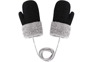 YJZQ Moufle Epais Enfant Gants Tricoté Gants Hiver Chaud Mignon Gants de Lapin Épaissi avec Anti-Perdue Chaîne Petites Moufles tricotés pour Enfants Filles Garçons