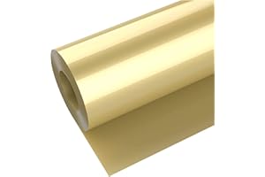 HIKENRI Rollo Vinilo Textil Termoadhesivo 30.5x300cm Vinilo Textil Permanente para Plotter de Corte Cricut Maker dorado