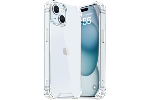 EGOTUDE Compatible with iPhone 15 Case Shockproof Transparent Anti-Scratch Hard Back Cover (Polycarbonate Clear)