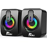 PC Speakers,NJSJ 2.0 Wired Mini Speaker for PC,USB Powered 3.5 mm AUX,LED Light Up RGB Gaming Speakers for Computer,Laptop,Ph