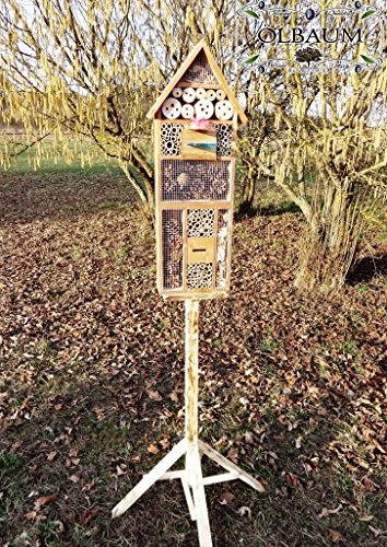 Haus INSEKTENHOTEL MIT TRÄNKE SDV-HOST-OS und FUTTERPLATZ, Futterstelle, dunkelbraun braun Nistkasten Insektenkasten Insektenhaus als Ergänzung zum Meisen Nistkasten Meisenkasten oder zum Vogelhaus Vogelfutterhaus Futterstation für Vögel Insektenhäuschen – Insektenhotels, , Marienkäferhaus-Marienkäfer-Marienkäferkasten-Schmetterlingshaus-Schmetterlinge,Gartendeko - 2