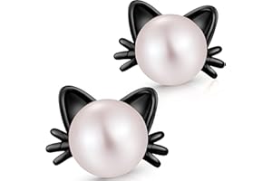 Miaofu Kolczyki pozłacane 18-karatowym białym złotem, srebro próby 925, perłowe, hipoalergiczne, wiszące, z cyrkonią, rozmiar 8 - 13 mm, piękna biżuteria dla pań.