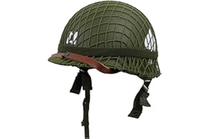 Réplique du casque de l'armée américaine M1 de la Seconde Guerre mondiale avec sangle de menton en toile, vert, 0