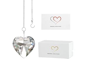 MerryNine commemorative crystal suncatcher, sympathy gift for losing loved one, heart-shaped souvenir, rainbow maker gift for bereavement, for losing Mother Father Son Daughter Bereavement Dog