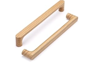 SYZOW 6 Pièces Poignée de Meuble Bois,poignées de tiroir en Bois pour Bureaux Tiroirs Armoires Placard (chêne rouge, Entraxe:160mm)