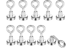 Wukong 10 Pezzi Magnete al Neodimio Magnete con Gancio, 16mm Ganci Magnetici Extra Forti, 9KG(20LB) Calamite Piccole Rotonde, Calamita Potente per Cucine, Magazzini e Esterni