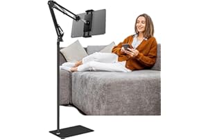 VIOWEY iPad Tablet Floor Stand, Overhead Phone Mount - Adjustable Angle Height Stretchable Arm Swivel Kindle Holder, Compatible with iPad Mini Air Pro Kindle Switch Cell Phones 4.7''-13'' Screen Devices