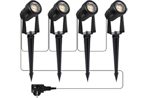 TOTOFAC Foco Proyector Exterior, 4 Pcs LED Lámpara de Césped, 4x3W COB IP65 Impermeable, DC12V 1200LM 3000K focos de jardín, ideal per para exteriores, pasillo, césped, patios traseros y caminos