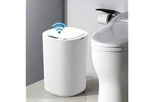 CISSIYOG Łazienkowy kosz na śmieci z czujnikiem 12 l, wąski kosz na śmieci z pokrywką, do łazienki, automatyczny kosz na śmieci do kuchni, elektryczny kosz na śmieci z czujnikiem, biały, plastikowy