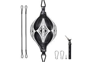 Ahagut Ensemble de Poire de Balle de Boxe à Double extrémité Ensemble de Speedball de Formation pour Adultes MMA Punchingball (Noir)