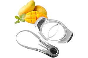 ZSMJAER Lot de 2 Coupe Mangue, En Acier Inox, Coupe Mangues Avec Support, Amateur de Mangues, Parfait pour Le Découpage Du Noyau