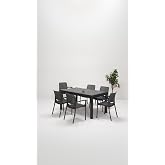 MOBETTO Rattan L&uuml;x 90x150 Bah&ccedil;e&amp;Balkon&amp;Teras Masa Seti - Antrasit