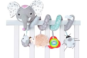 URFEDA Juguete para Colgar Cuna de bebé Juguete en Espiral para Cochecito Espiral de Actividades Elefante Zorro Cuna Cochecito Carrito bebés sonajero Colgante para niños niñas 0-12 Meses