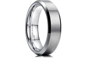 King Will Silver/Black/Gunmetal Grey Promise 6MM/7MM/8MM Wedding Band For Men Tungsten Carbide Ring Comfort Fit Beveled Edges/Step Edges