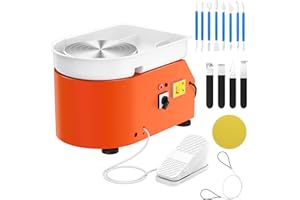 VAYOTOY Tornio per Ceramica Elettrico 25CM 350W Tornio per Argilla a Pedale Professionale Macchina per Argilla Ceramica Ruota di Ceramica con Strumenti di Intaglio Per Adulti, Bambini
