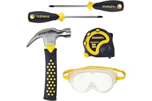 Stanley Jr. ST004-05-SY Kit d'outils pour Enfants 5 pièces avec 2 Tournevis, Lunettes de Protection, mètre Ruban, Marteau - en matériau sûr et Stable - À partir de 5 Ans