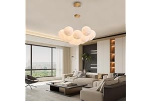 RuiRfh Pendelleuchte Moderne 13 Licht für G9 großes Wohnzimmer Gold mit weißem kugelförmigem Lampenschirm Deckenleuchte kleine kugelförmige zum Aufhängen Sputnik Kronleuchter für Küche Schlafzimmer Es