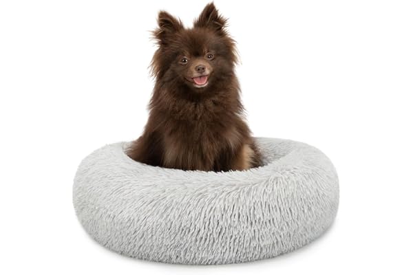 lionto Lit Donut pour Chiens et Chats, lit Rond Moelleux pour Petits et Grands Animaux domestiques, Ø40 cm, lit pour Chats en Peluche Doux, Coussin pour Chien avec Rembourrage Extra épais, Gris Clair