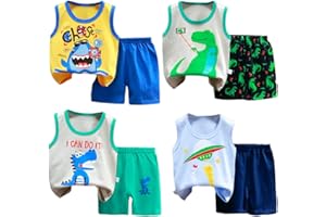 XM-Amigo Zestaw 8 sztuk, koszulka bez rękawów i spodenki dla dzieci, zestaw odzieży dziecięcej, 3-4 lat