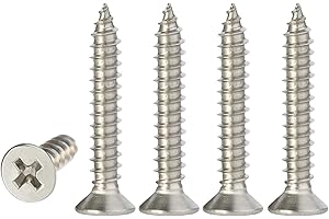 YITLA M4 Stainless Steel Self Tapping Screws,100pcs M4x25mm Phillips Flat Head Wood Srews DIY Woodworking Screws with Box (M4 X 25mm 100 PCS)