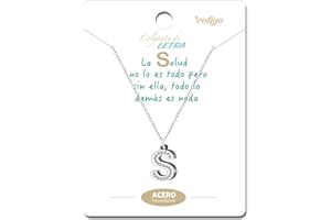 cotigo – Collar con letra inicial de acero inoxidable con piedra de circonita brillante – Collar para mujer con colgante de letra A-Z – Colgante inicial de nombre – Regalo para mujer, día de la madre