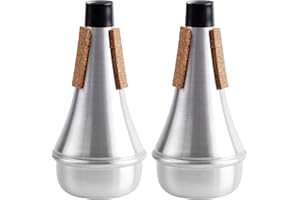 Trumpet Mute Silencer,RoadLoo 2 Pcs Straight Mute Silencer Aluminum Alloy Practice Cup Trumpet Cornet Portable Mute Dampener Replacement Silver Trumpet Sourdine Musical Instrument Accessories
