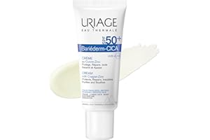 Uriage Bariederm-Cica Crème SPF50+ au Cuivre-Zinc - Protège et Apaise - Prévient la Formation de Marques de Peau - Cicatrices, Tatouages, Laser - Très Haute Protection UVA/UVB - Sans Parfum - 40 ml