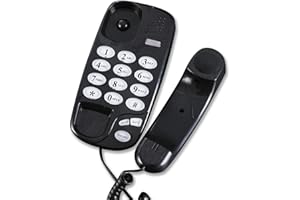 FAYAZ Corded Landline Telephone, Wall Mountable or Desktop Corded Telephone, Mute, Pause, Redial, Flash, Corded Telephone for Home Office Hotel Bathroom, Black