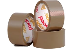 Packatape Brown Packing Tape for Parcels and Boxes - Heavy Duty Brown Packaging Tape Provides a Strong, Secure and Sticky Seal for your Boxes, 3 Rolls Per Pack, 48MM x 66M