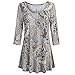 Produktbild MEIbax Mode Damen Casual Blumendruck Shirts 3/4 Ärmel O-Neck Tunika Bluse Tops Slim fit Pullover Asymmetrisch Langarmshirt