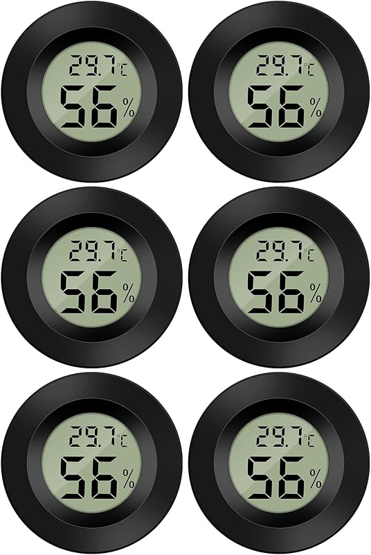 Thlevel Mini Hygrometer Thermometer Digital Temperature Humidity Meter Small Humidity Indicator LCD Digital Hydrometer for Greenhouse Babyroom 6 Pack