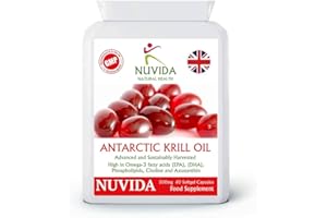 NUVIDA NATURAL HEALTH Krill Oil Capsules 500mg - Krill Oil 1000mg per Serving - 60 Krill Oil Capsules High Strength - High in Omega-3 Fatty acids - Soft Gel Easy Swallow Capsules - Sustainably Sourced