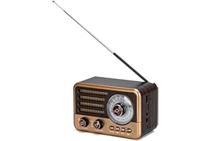 TOWEAR 3-Band Portable Radio with Bluetooth, MP3 Player, USB/TF Playback, LED Flashlight and Rechargeable Battery - Handheld Battery Operated FM/AM/SW Radio for Outdoor (Golden)