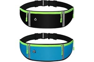 Xanewza 2Pcs Marsupio da Corsa per Cellulare Impermeabile, per Escursioni, Allenamenti, Fitness, Viaggi, Corsa, Regolabile per Tutti i Tipi di Telefoni(Nero Verde）