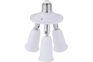 AKYNITE Portalámparas E27 3 en 1 Adaptador Divisor para Bombillas LED Casquillo Grande, 360° Ajustable, Tres Luces Base, Distribuidor de 3 vías, Portamparas Multiple E27 Blanco para más Luz