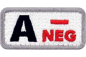 EMBTAO Tipo A negativo Gruppo sanguigno tattico con Fissaggio Chiusura a uncino e asola Ricamata Toppa, rosso e nero